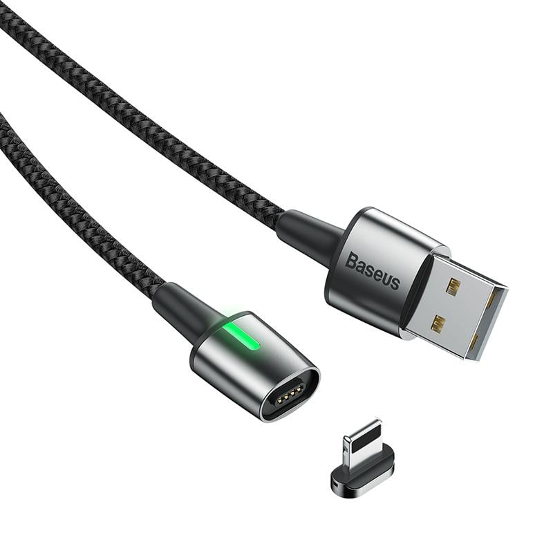 Кабель магнітний BASEUS Halo USB-A - Lightning Zinc 1 м 2.4A Grey (CALXC-A01)
