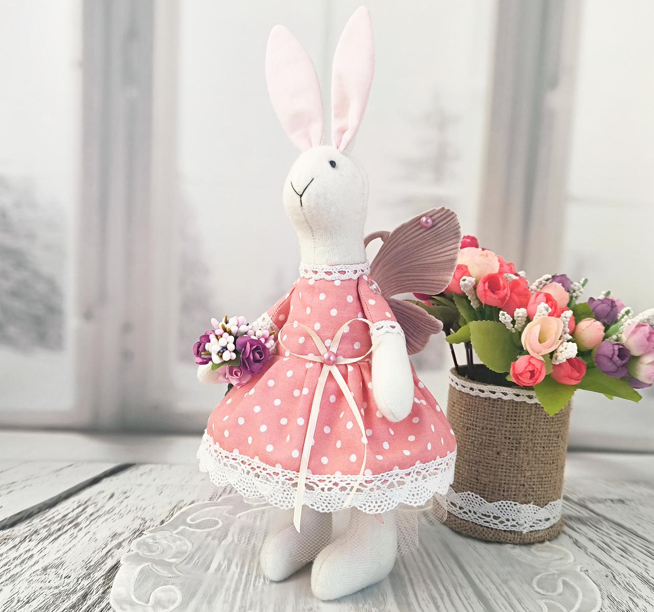 Кукла интерьерная Зайка бабочка Розовый (2515478996)