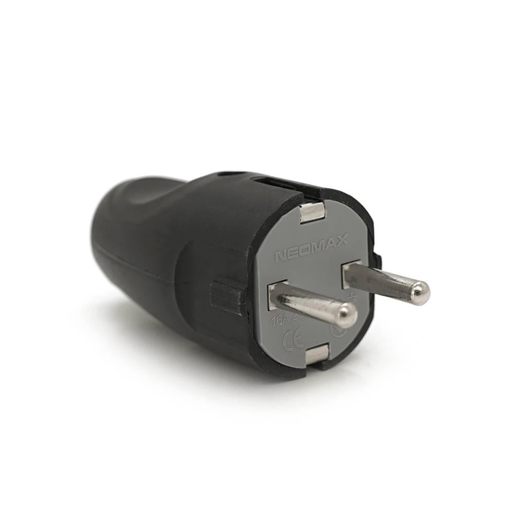 Вилка із заземленням 10/16А 250V A712B Black (35240)