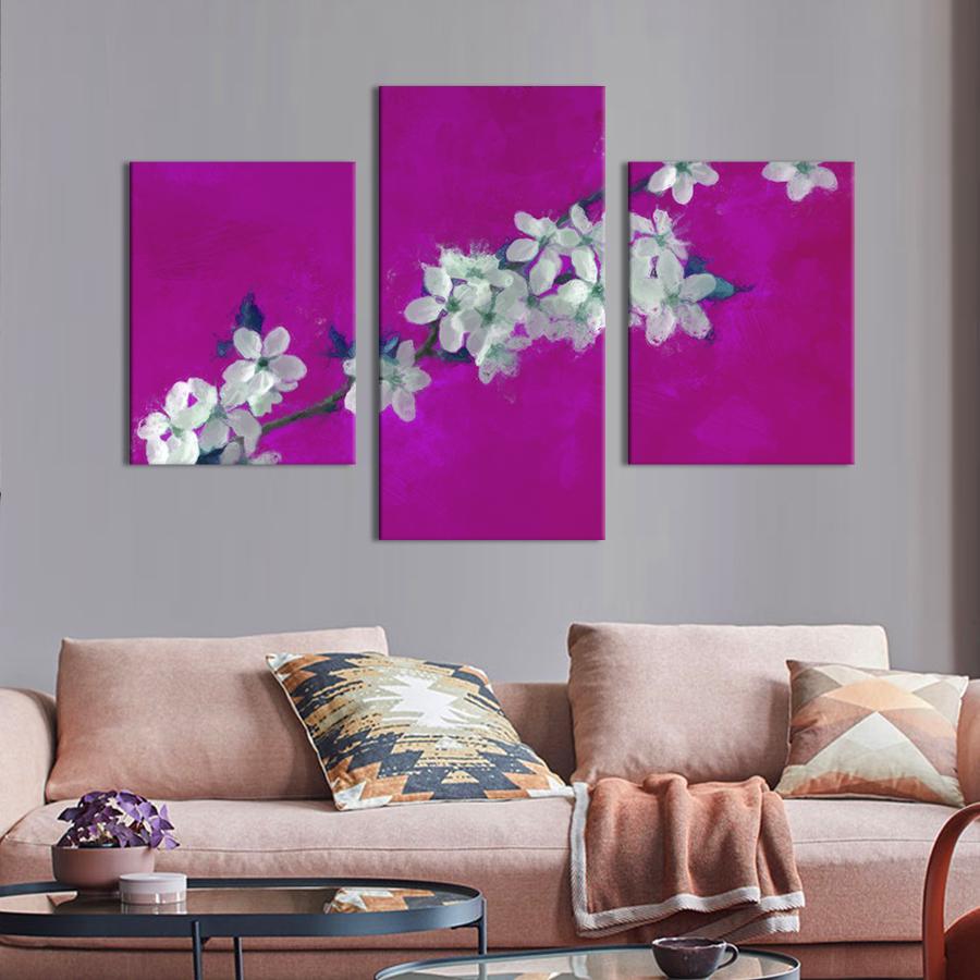 Картина на холсте триптих Вишневая ветка 141x90 см (874-32)