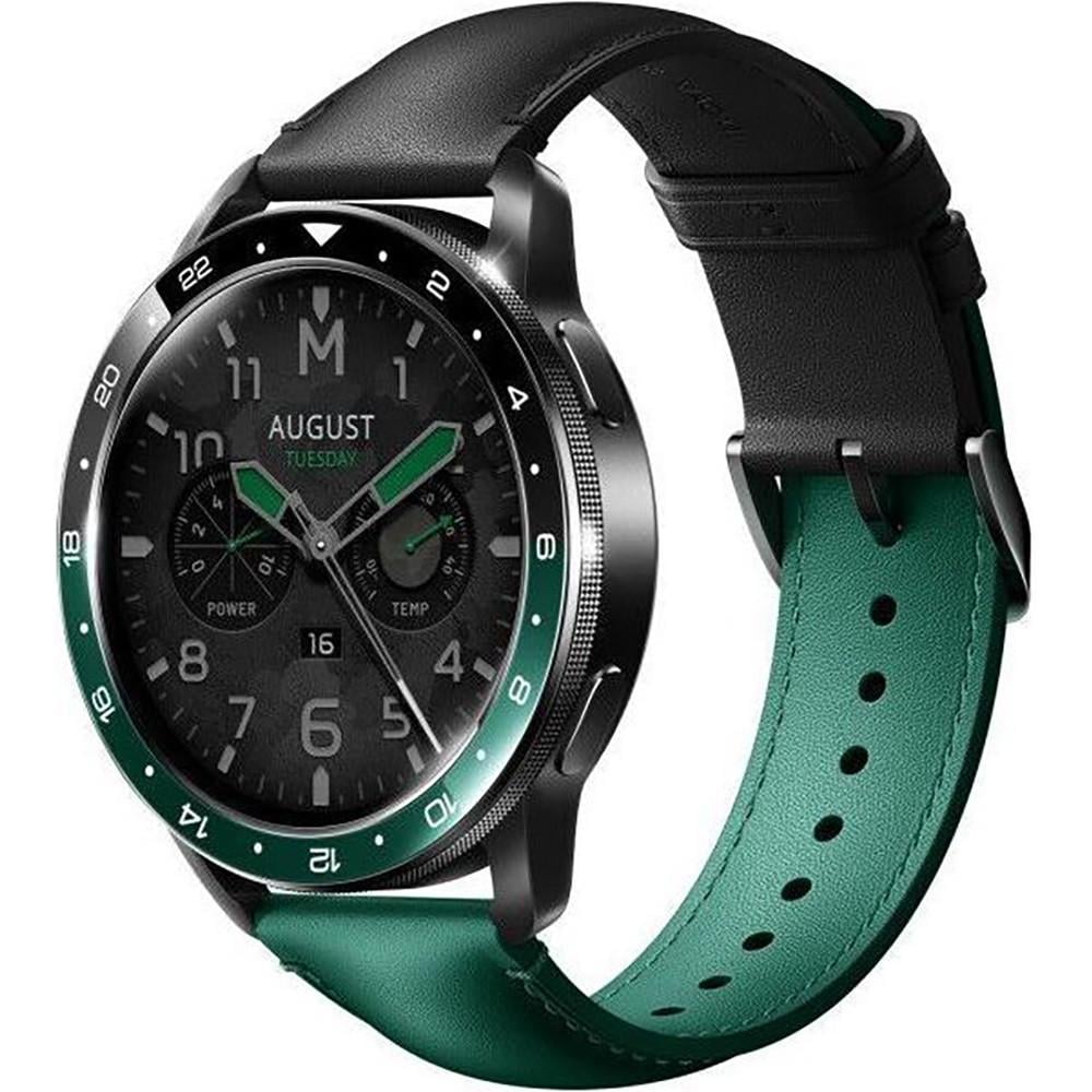 Ремешок для смарт-часов кожаный Xiaomi Watch 2/2Pro/S4/S3/S2/S1 22 мм Black-green (2485601485)