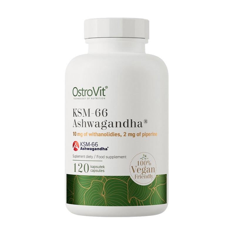 Ашваганда KSM-66 OstroVit KSM-66 Ashwagandha Vege 200 мг з чорним перцем 120 капс.