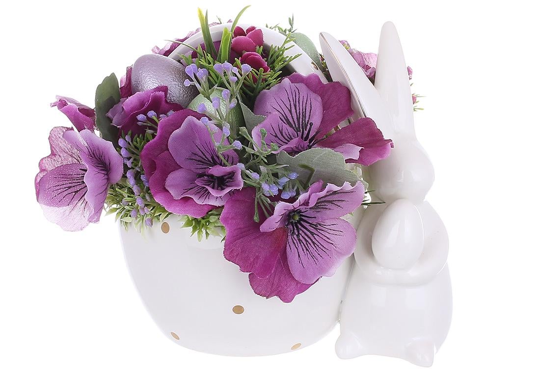 Пасхальная композиция BonaDi Кролик в цветах 16 см (A-031)