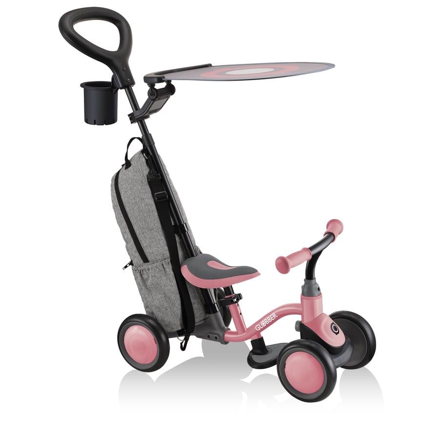 Велосипед с ручкой Globber Learning Bike 3в1 Deluxe Deep Pastel Pink - фото 1