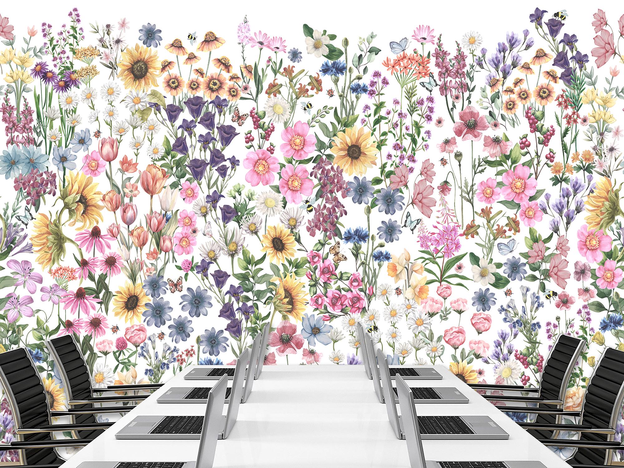 Фотообои флизелиновые Акварельные цветочные 210х315 см (S5NTR-067/5)