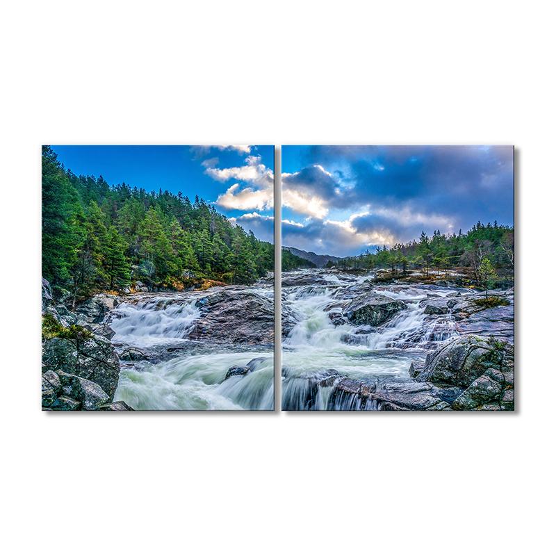 Картина модульная Быстрое течение реки пороги 2 модуля 70x105 см