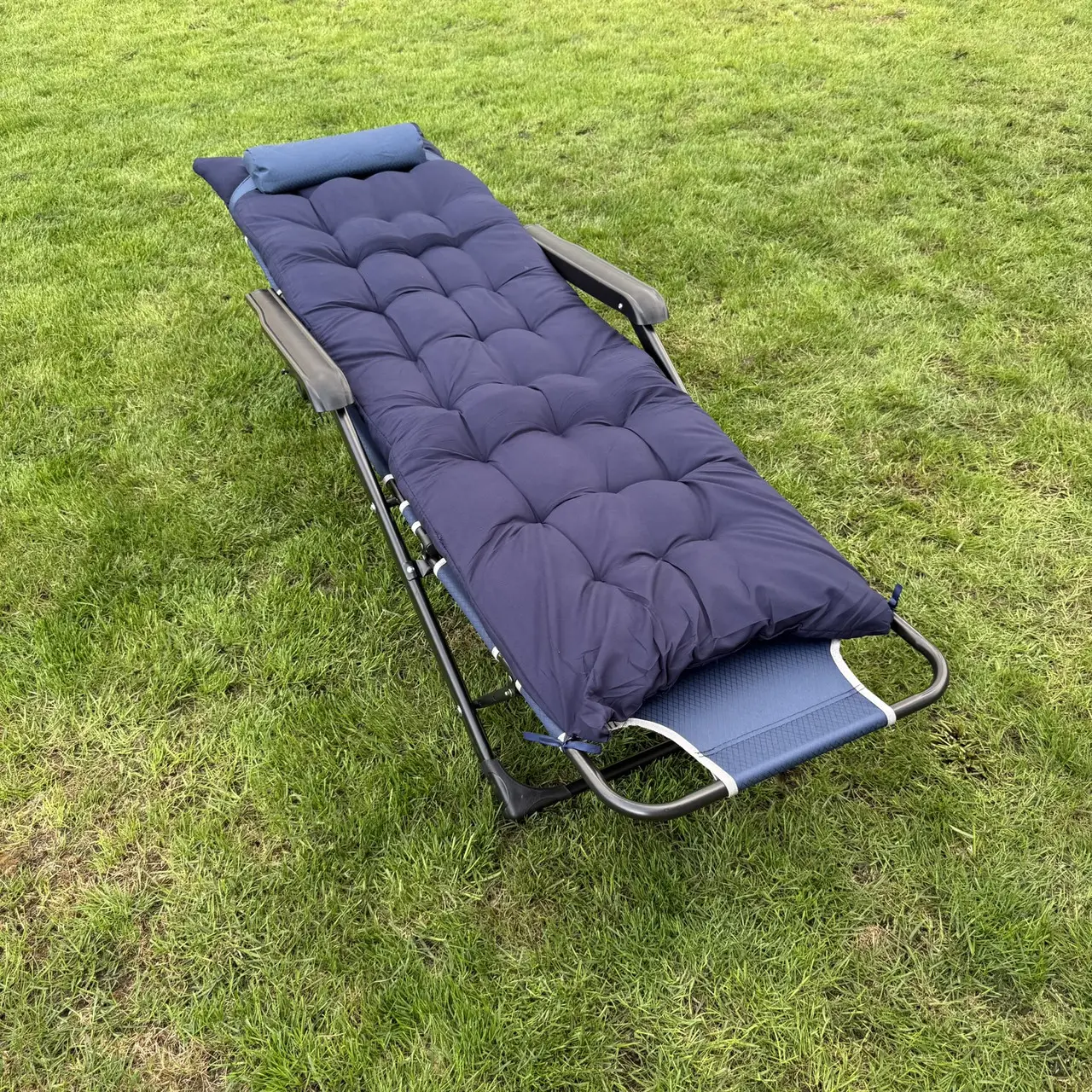 Шезлонг садовый тканевый с матрасом Garden Черно-синий - фото 6 Шезлонг садовый тканевый с матрасом Garden Черно-синий - фото 6