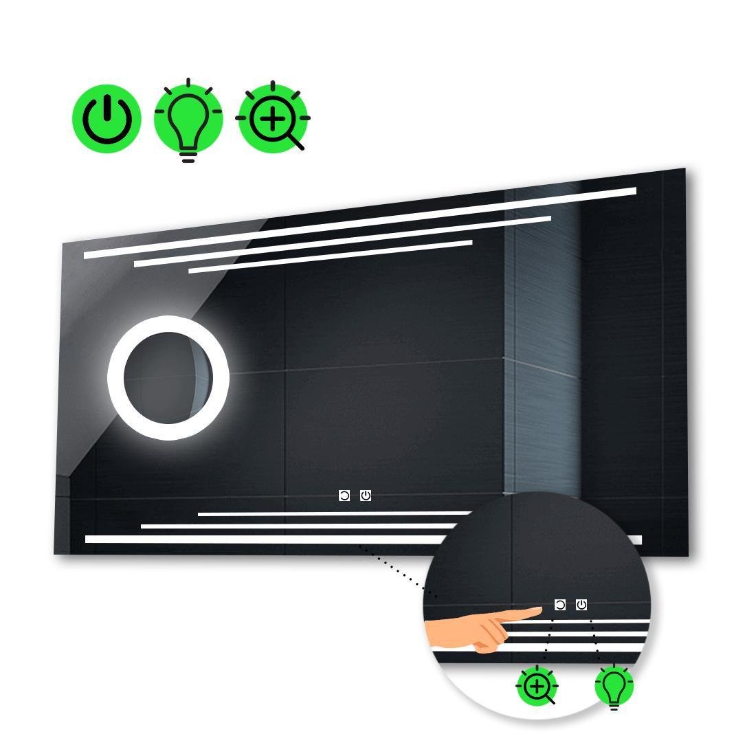 Зеркало с LED подсветкой Francisca с двумя сенсорами/линзой и подсветкой 120x100 см (Franciscag234)