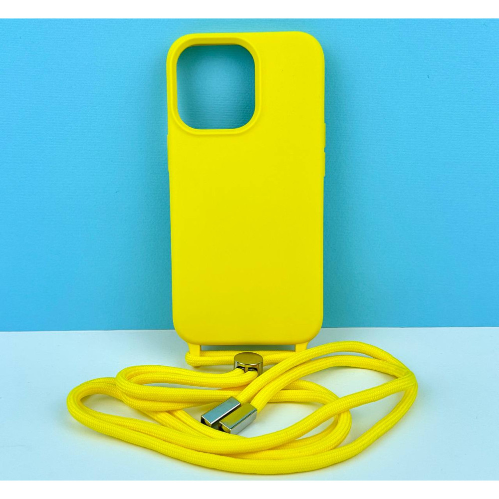 Силиконовый чехол CORD для iPhone 13 Pro с шнурком Желтый