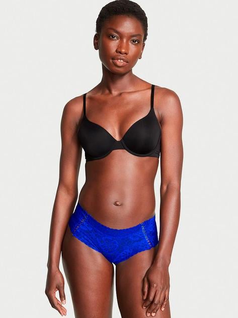 Трусики чики Victoria's Secret Floral Lace Cheeky Panty Blue M Синий (26645620)