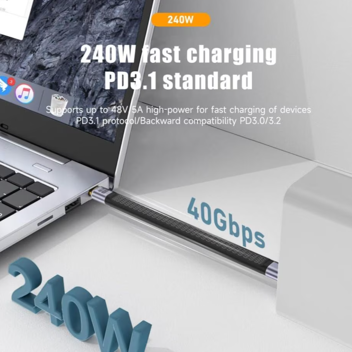 Кабель аудіо-відео кутовий USB-C4-40-SMM USB-C-USB-C (000049348) - фото 9