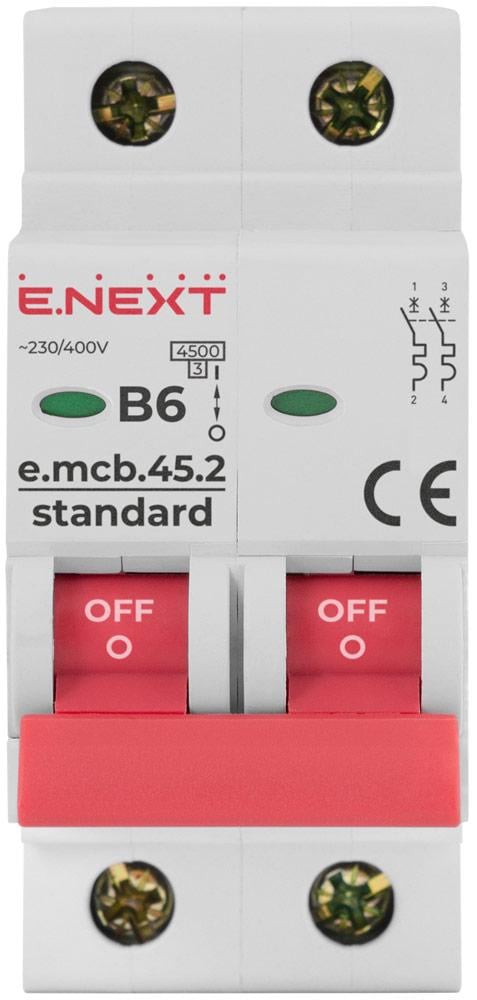 Автоматический выключатель E.NEXT e.mcb.stand.45.2.B6 2р 6А 4,5кА B (s001015) - фото 2