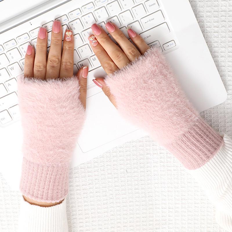 Митенки с мехом без пальцев One size Розовый (2448) - фото 3 Митенки с мехом без пальцев One size Розовый (2448) - фото 3