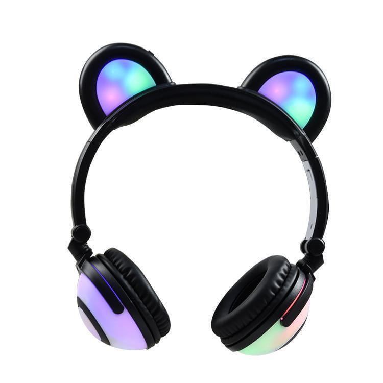 Навушники LINX Bear Ear Headphone з вушками LED підсвічування 350 mAh Чорний (SUN1859)