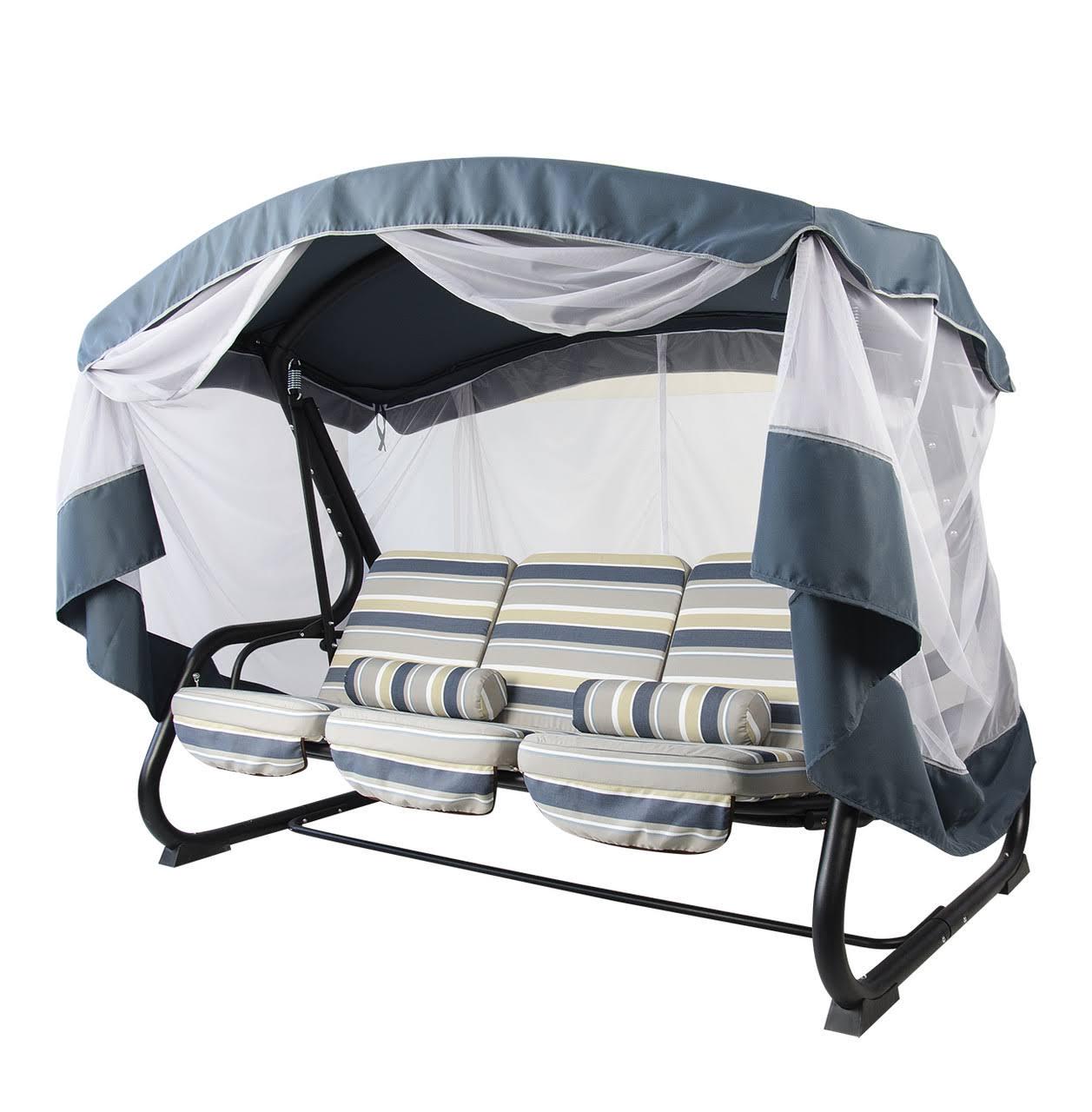 Качели садовые Vitan Кристина Дралон Темно-синяя полоса (00-00034023)