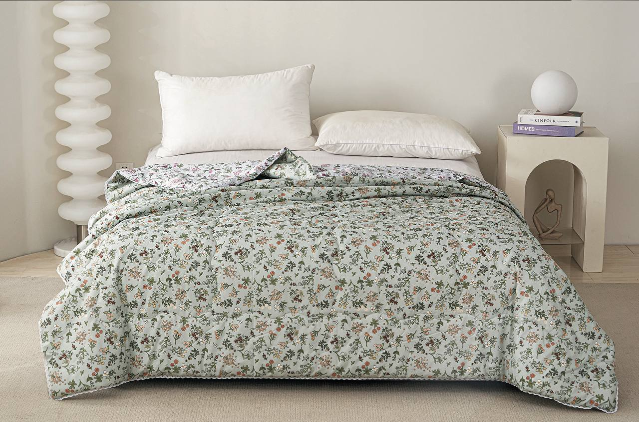 Ковдра в стилі романсу у квіточку 200х230 см Бежевий