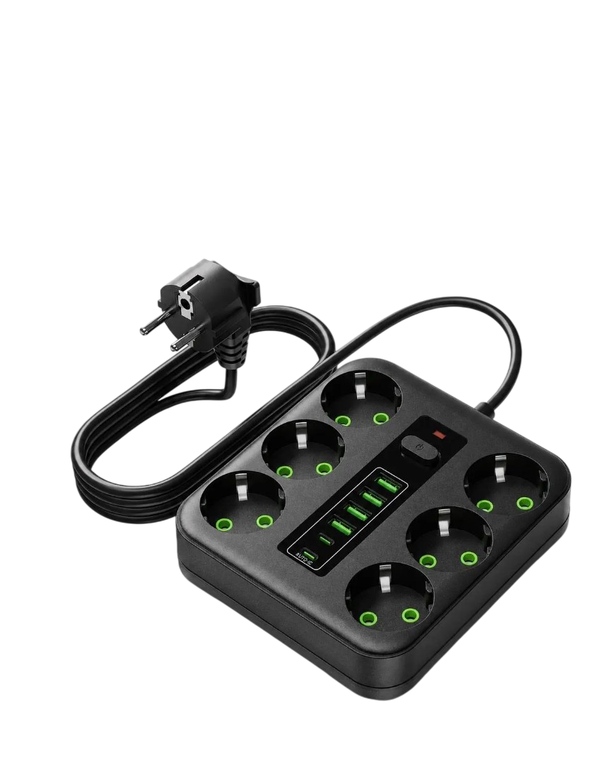 Удлинитель с предохранителем 6 розетками/4 USB/2 Type C с заземлением 2500 Вт 5 м (38136804) Удлинитель с предохранителем 6 розетками/4 USB/2 Type C с заземлением 2500 Вт 5 м (38136804)