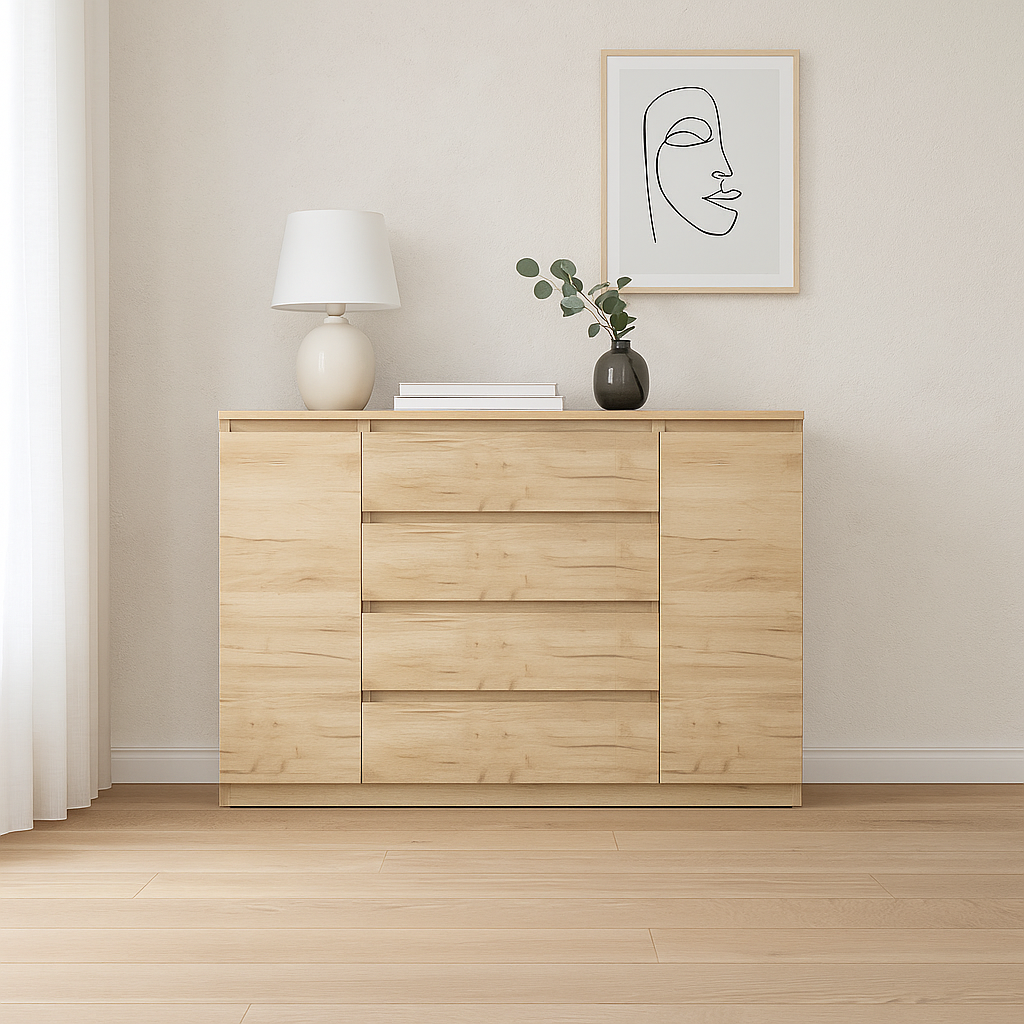 Комод MEBEX на 4 шухляди з боковими тумбами 160х40х100 см Дуб Крафт (VERTO4B1600DC) - фото 1 Комод MEBEX на 4 шухляди з боковими тумбами 160х40х100 см Дуб Крафт (VERTO4B1600DC) - фото 1