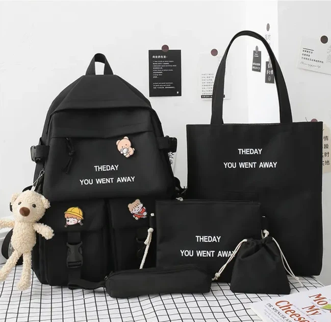 Рюкзак школьный для девочки The day you went away 5в1 Черный