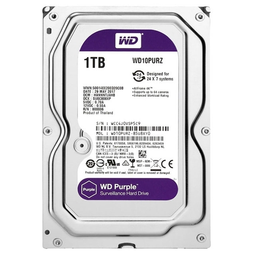 Жесткий диск Western Digital Purple 1 Тб 64 Мб 5400rpm WD10PURZ SATA III 3,5" (BN_3321589) Жесткий диск Western Digital Purple 1 Тб 64 Мб 5400rpm WD10PURZ SATA III 3,5" (BN_3321589)