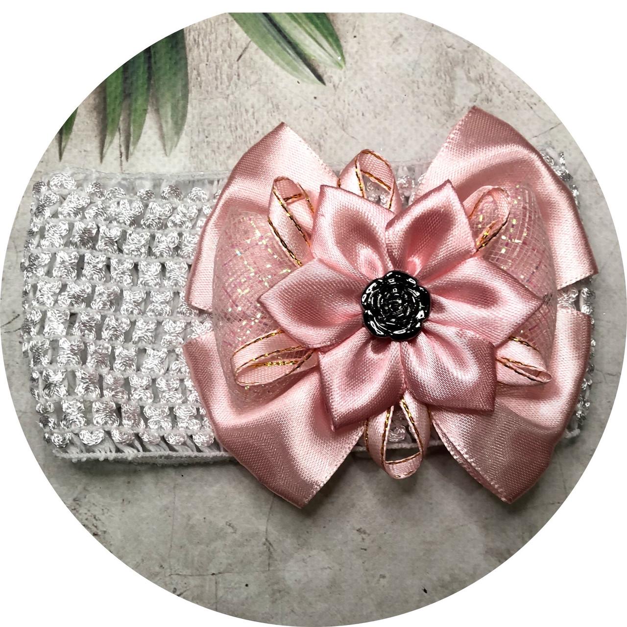 Повязка на голову с бантом Бледно-розовый (258987)