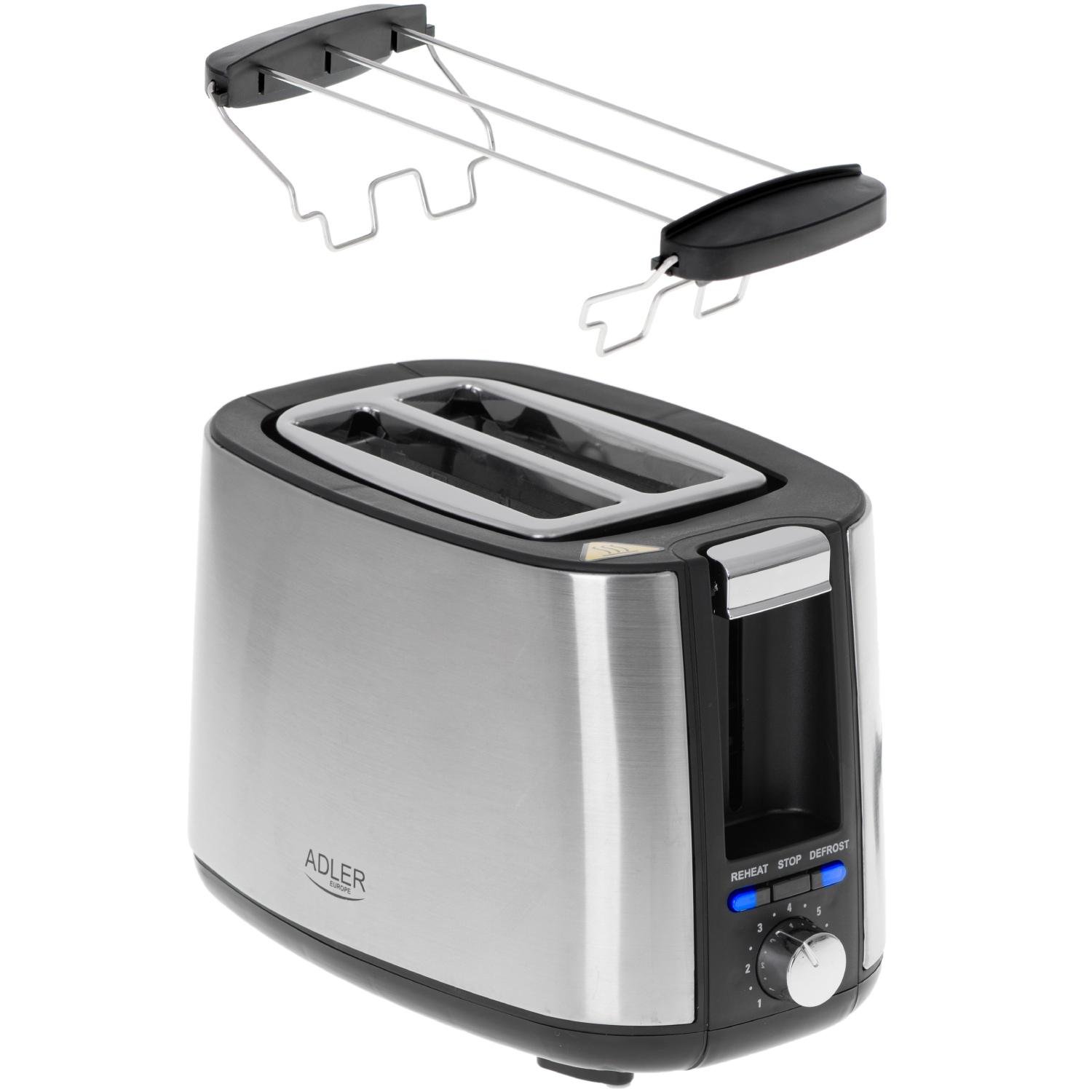 Тостер Adler AD 3214 900W 2 відділення 7 режимів Silver (AD3214) - фото 5