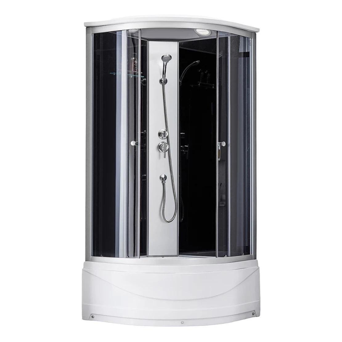 Душевой бокс Kroner KRP Enzo SD.C.T.G 224x89,5 полукруглый со стеклом 4 мм с поддоном 90х90 см Белый (CV031572)