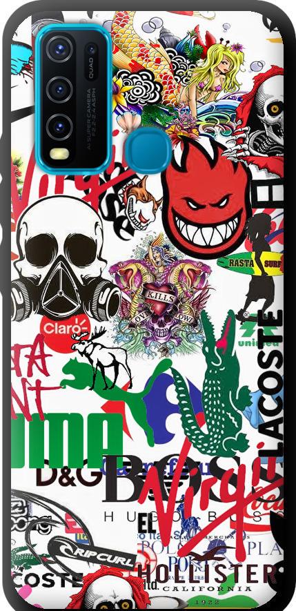 Чехол на Vivo Y30 Many different logos (4022b-2154-42517) Чехол на Vivo Y30 Many different logos (4022b-2154-42517)