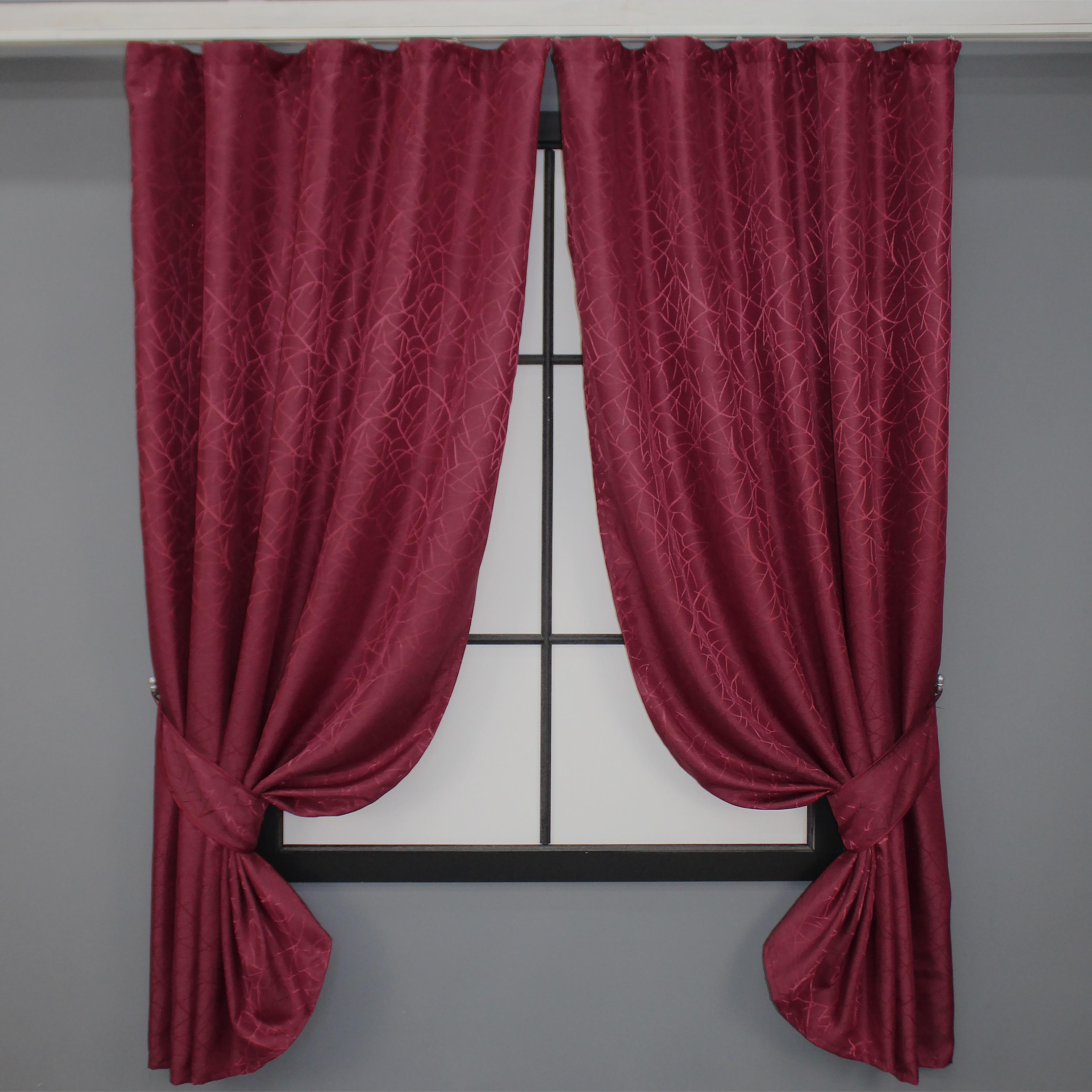 Комплект коротких штор VR-Textil жаккард Саванна № 612ш 130х170 см 2 шт. Бордовый (35-0095)