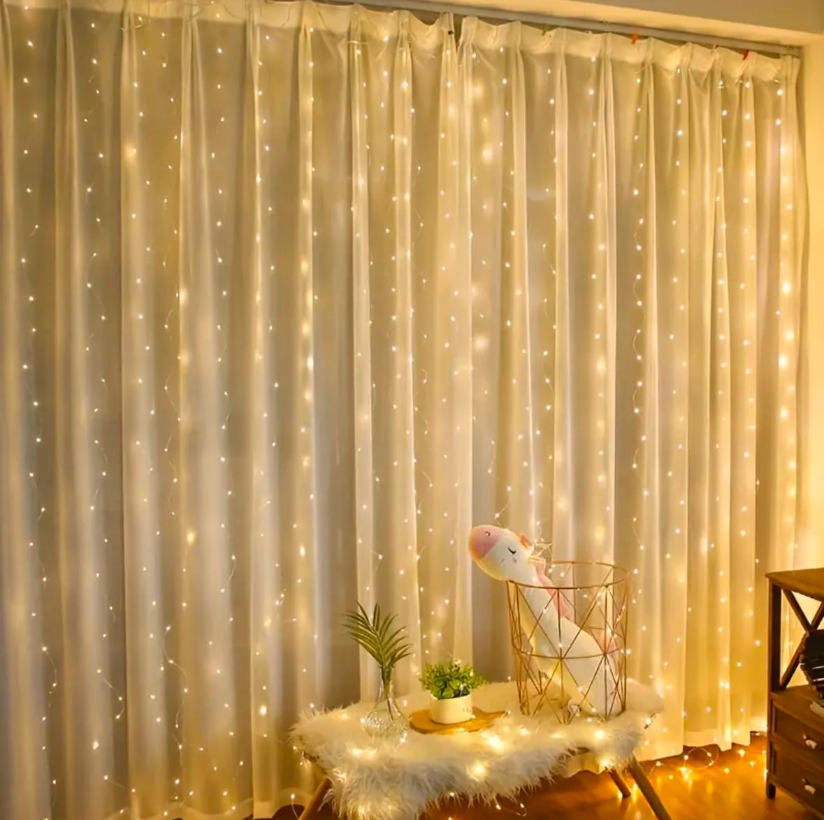 Гірлянда світлодіодна Штора Роса USB 300 LED 8 режимів 3x3 м Тепле світло (23401)