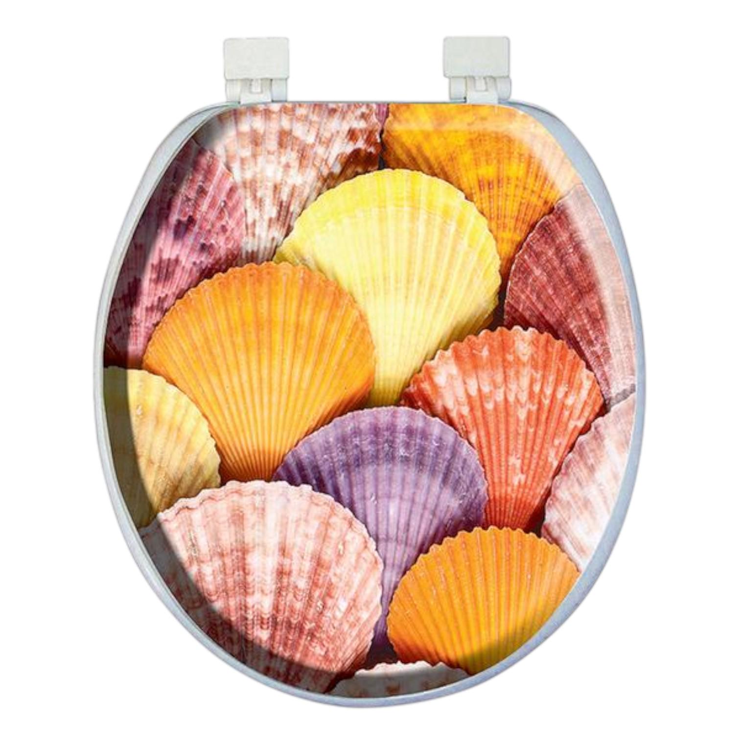 Крышка для унитаза Irak Plastik Мушлец узором мягкая из пластика Разноцветній (147-46-11014)