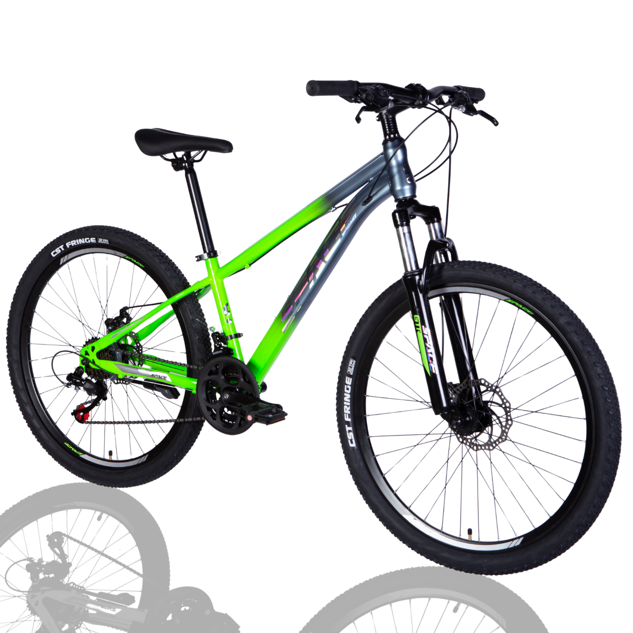 Велосипед подростковый ST 26" SPACE MARS DD FR рама-13" зелено-серебристый 2025