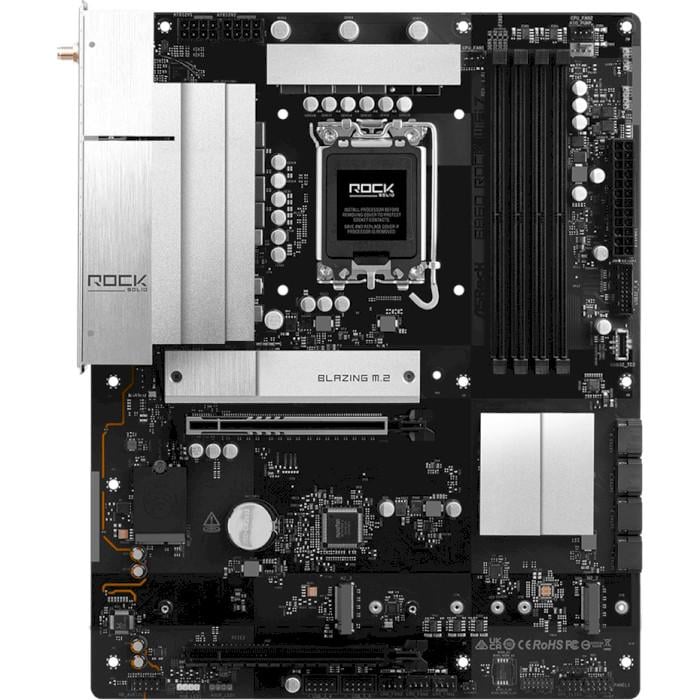 Материнская плата ASRock B860 ROCK Wi-Fi 7 ATX sLGA1851 Intel B860 4xDDR5 3xM.2 4xSATA HDMI 2.5 GbE Black (35227191)