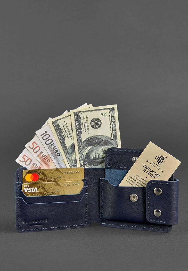 Портмоне мужской кожаный BlankNote Zeus 9.0 Темно-Синий (A-026616) - фото 2 Портмоне мужской кожаный BlankNote Zeus 9.0 Темно-Синий (A-026616) - фото 2