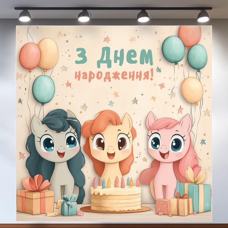 Баннер для фотозоны Литл пони 120x120 см №44107