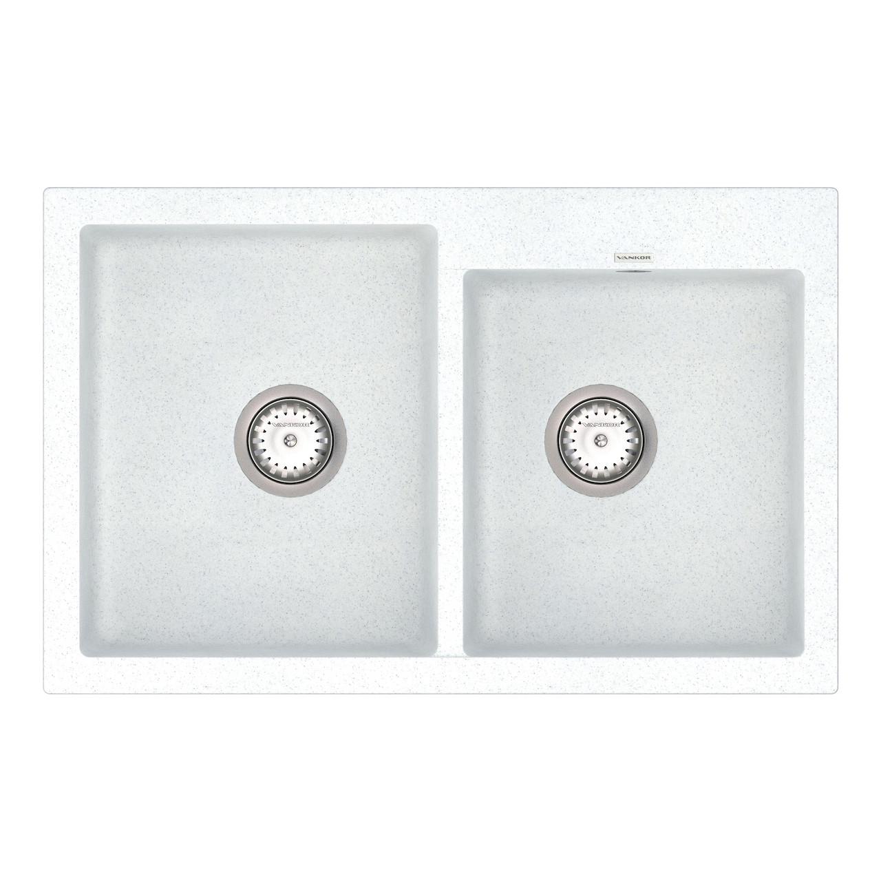 Кухонна мойка с сифоном Orman OMP 05.80 White stone