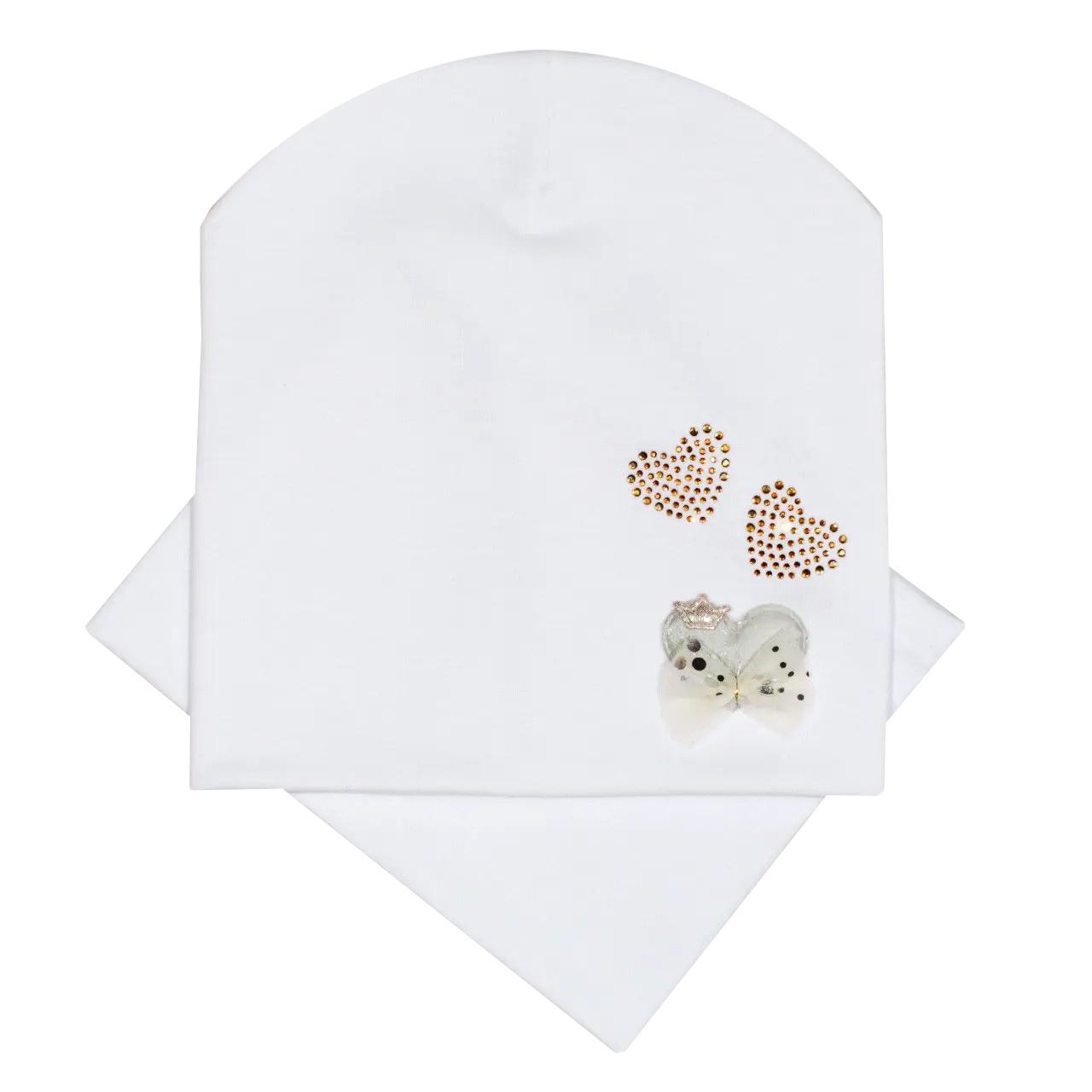 Комплект шапка с хомутом для девочки Канта Kids Hat Бант 52-56 Белый (OC-719)