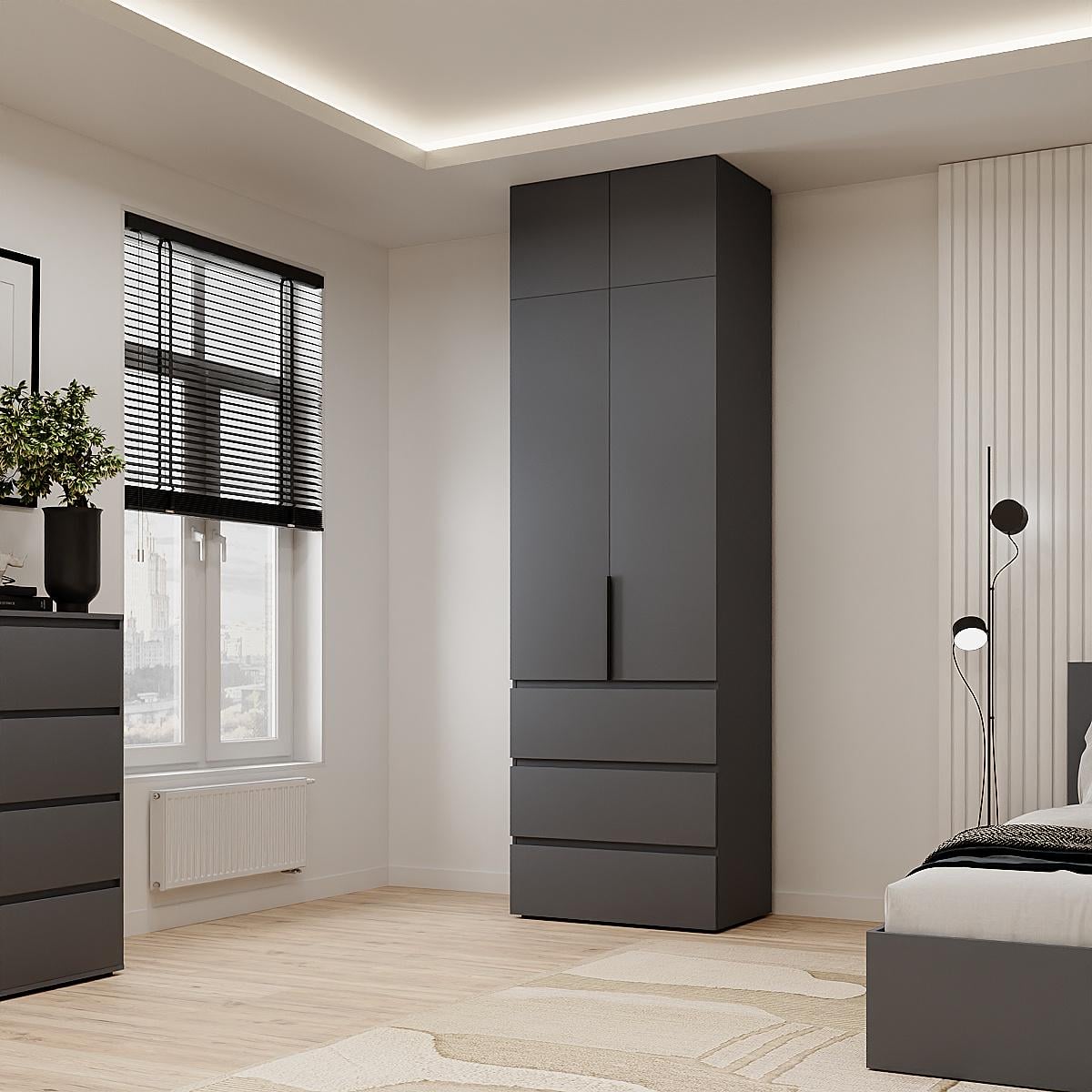 Шкаф распашный ART IN HEAD №2 Light с антресолью 800x500x2600 мм Графит (GAA2LT12070000000)