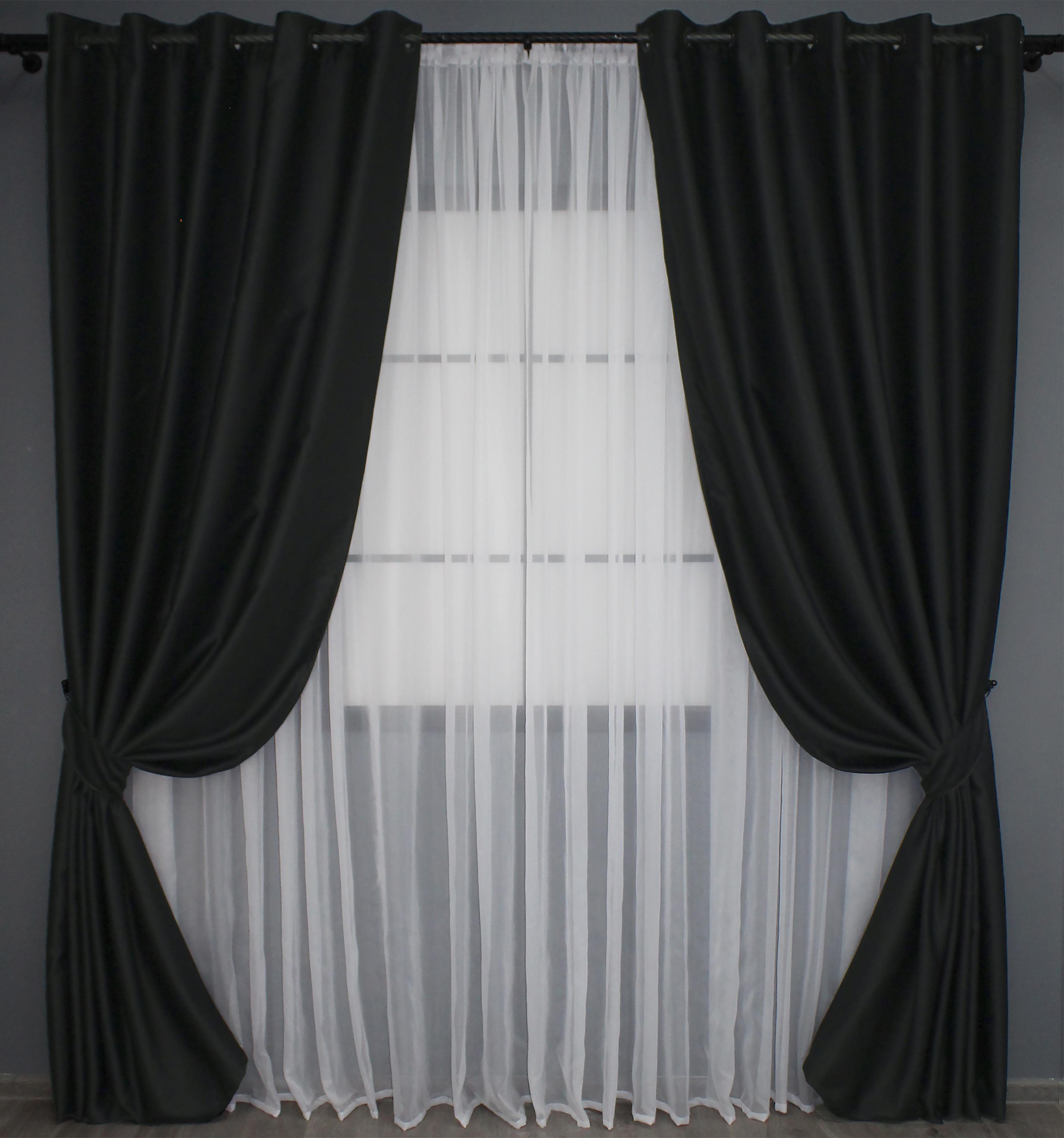 Комплект штор на люверсах VR-Textil Midnight №1165ш 150х270 см 2 шт. Чорний (37-0117) - фото 1