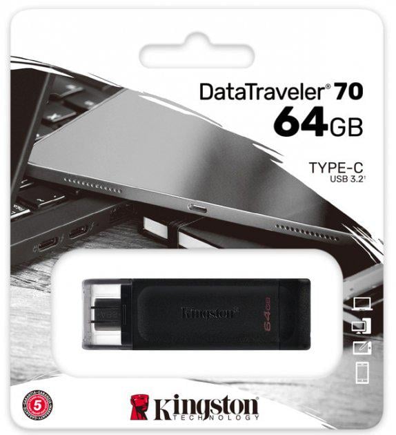 Флешка Kingston DataTraveler 70 DT70 USB Type-C 64 Гб Черный (565107) - фото 4