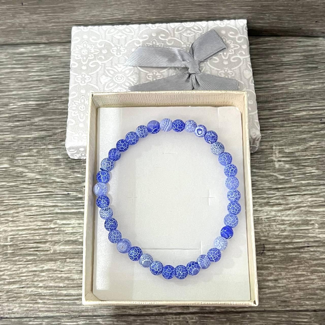 Браслет из натурального камня Морозный агат 18 см в коробочке (16258)