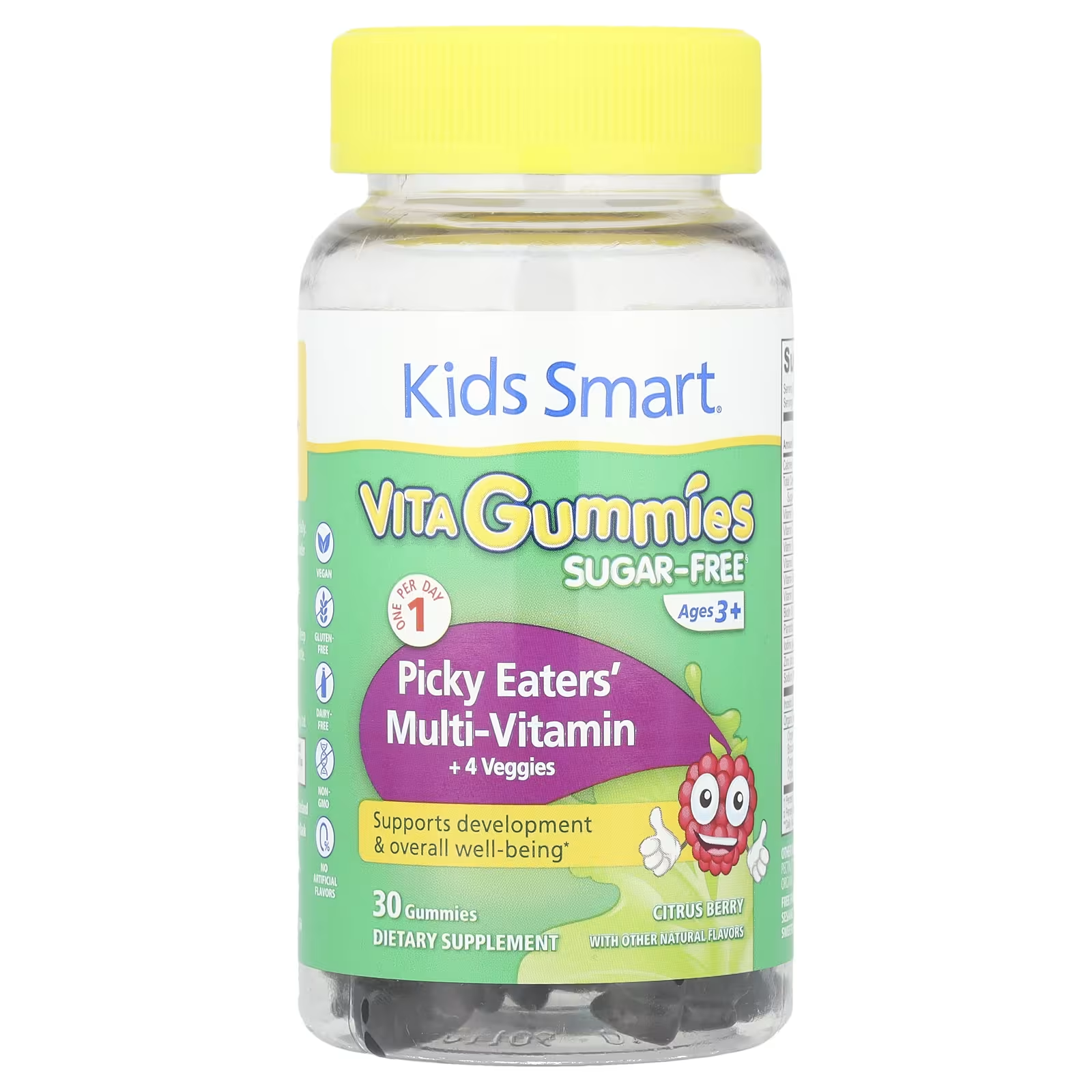 Мультивитамины для детей Kids Smart Kids Smart Vita Цитрусовые/Ягоды и 4 овоща от 3 лет 30 жев. табл. (23322951)