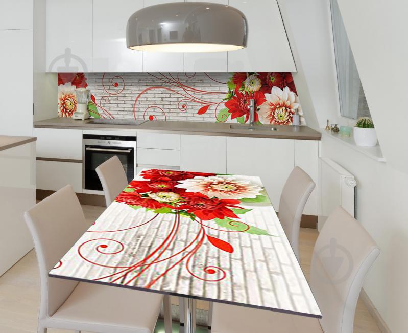 Наклейка 3Д виниловая на стол Zatarga «Тайны алых георгин» 600х1200 мм (Z184835st)