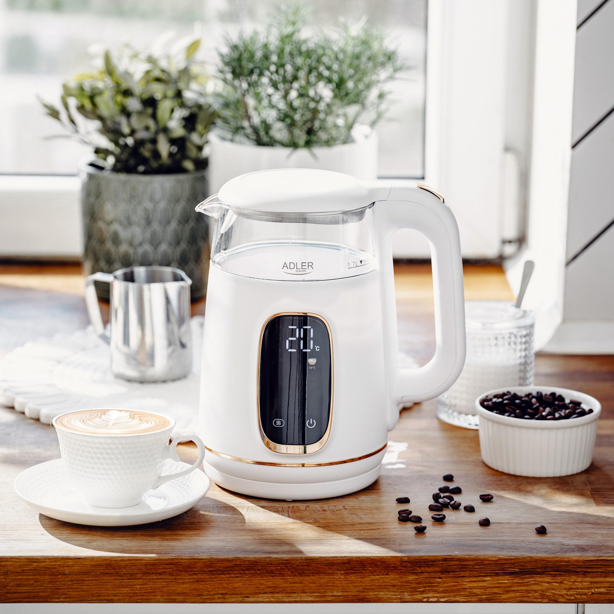 Электрочайник Adler AD 1305 пластик/стекло дисплей/регулятор температуры 1,7 л White/Gold (27222440) - фото 11 Электрочайник Adler AD 1305 пластик/стекло дисплей/регулятор температуры 1,7 л White/Gold (27222440) - фото 11