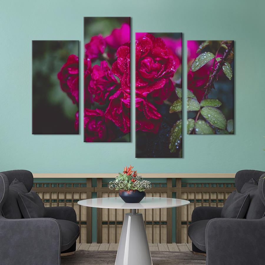Картина на холсте Роскошные малиновые розы 129x90 см (959-42)