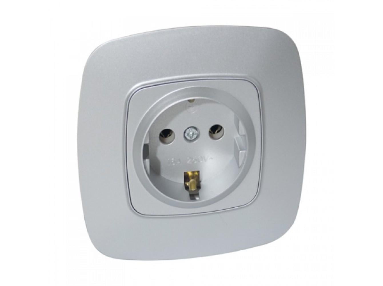 Розетка встроенная HOROZ ELECTRIC ELA с заземлением 16А 250V Серебряный (112-007-0006-020)