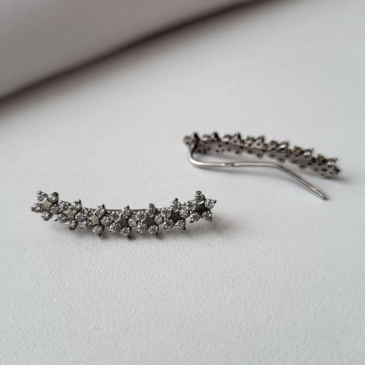 Серьги каффы в камнях из серебра