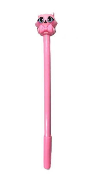 Ручка гелева чорна Kitten Рожевий (0292)