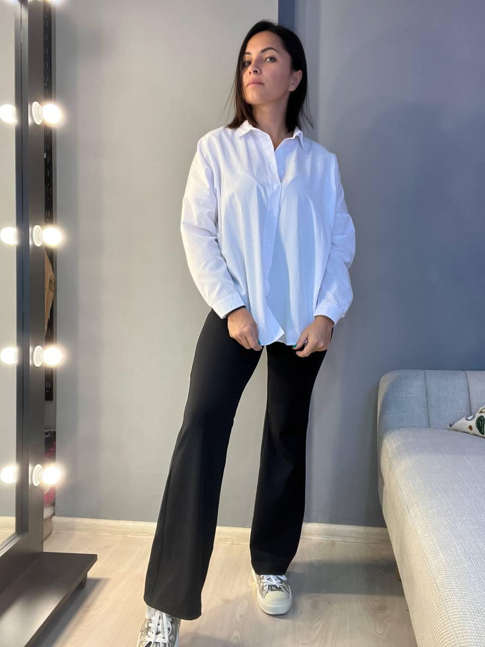 Лосини жіночі INCEBELLI 4188 кльош рубчик широкий пояс L Чорний (1309) - фото 6