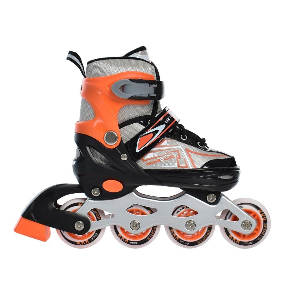 Роликовые коньки A 4148-S-OR р. 31-34 Черный/Оранжевый - фото 1 Роликовые коньки A 4148-S-OR р. 31-34 Черный/Оранжевый - фото 1